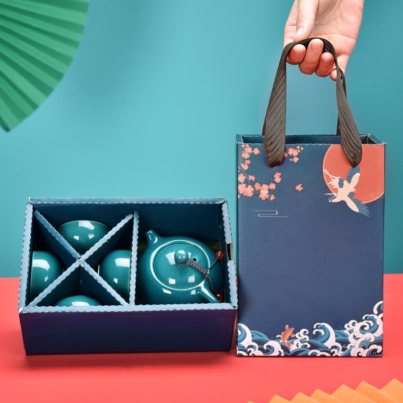 Guochaofeng Teeset Kung Fu Reise-Teeset Geschenkbox mit begleitenden Geschenken zur Geschäftseröffnung