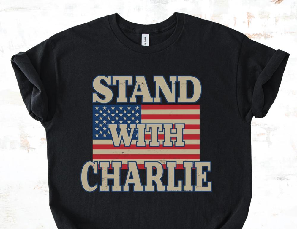 Stand with Charlie Kirk Shirt Memorial TShirt Rest In Peace RIP USA Unisex T-Shirt XL