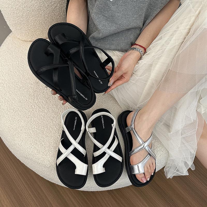 Tired feet soft soles wear uneven sandals versatile vacation casual women's 2025 new summer coat toe Roman shoes