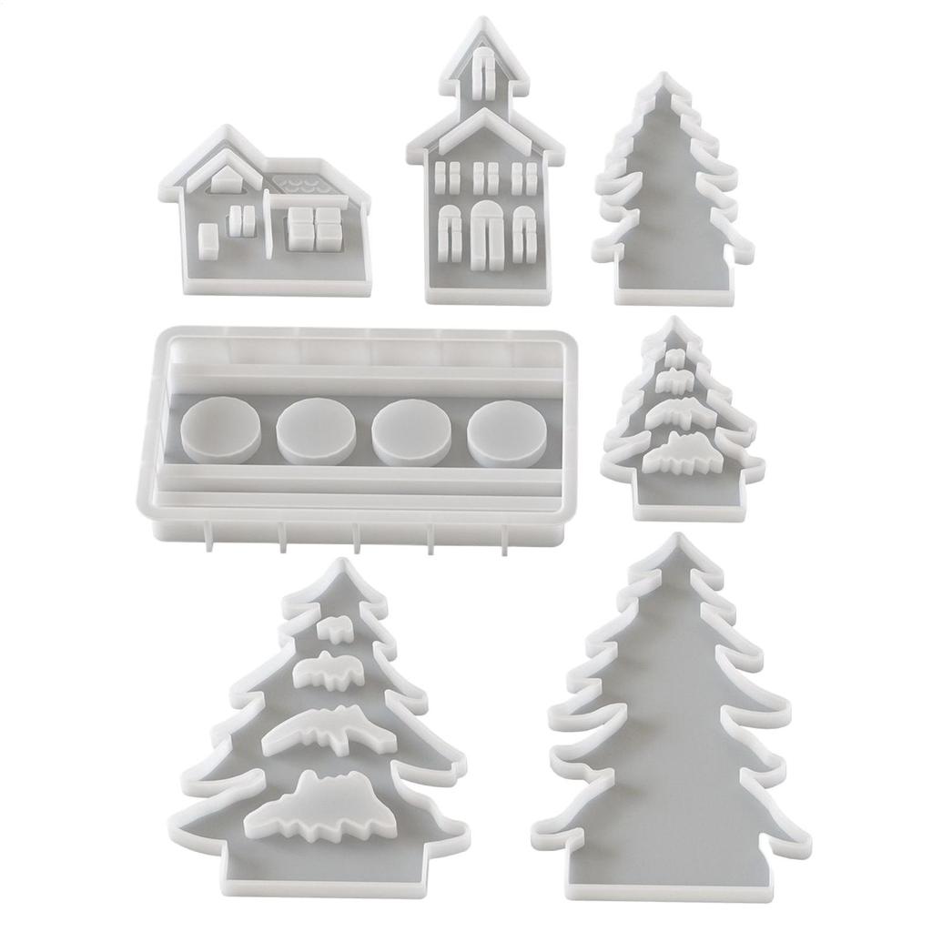 Candle Holder Mold Christmas Tree House Plaster Mould Silicone Easy Release Craft Mold Casting Tool For Epoxy Resin Plaster