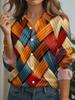 Damen Bluse 3D Druck Elegant Langarm Hemd Reverskragen Oberteile Arbeit Büro Damen Oberteile Sommer Frühling Herbst Winter