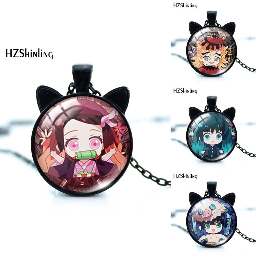 Alloy Necklace Fashionable With Tanjiro And Butterfly Shinobu Characters And Stunning Pendant Cat