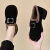 Platform Loafers Velvet Autumn and Winter  New Warm Matte Cotton Shoes Medium Heel Thick Heel Soft Sole Fluff