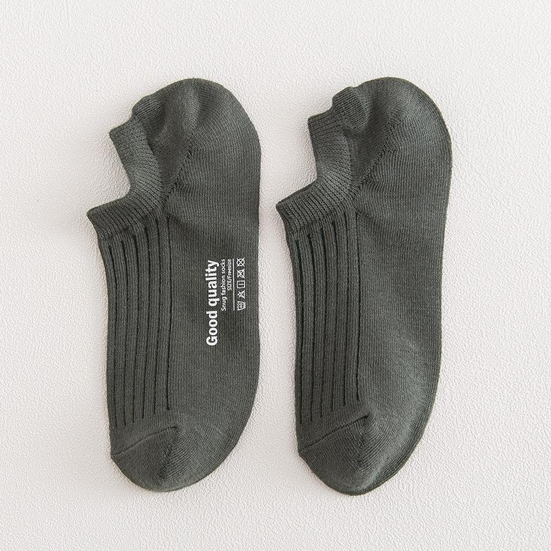 Men's Low-Cut Invisible Boat Socks - Japanese Style, Solid Color, Shallow Cotton, Short Printed Designs, Perfect for Spring & Summer