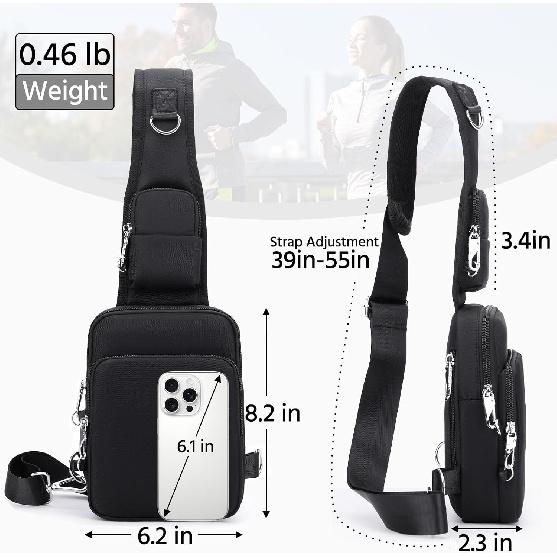 Anti-Theft Sling Bag, Crossbody Bag with Zipper Lockable & RFID Blocking