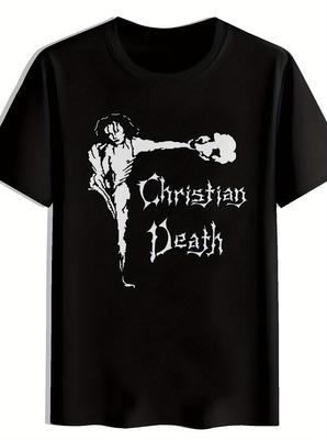 Black T-shirt with "Christian Death" Graphic - Retro Rock Band Design
