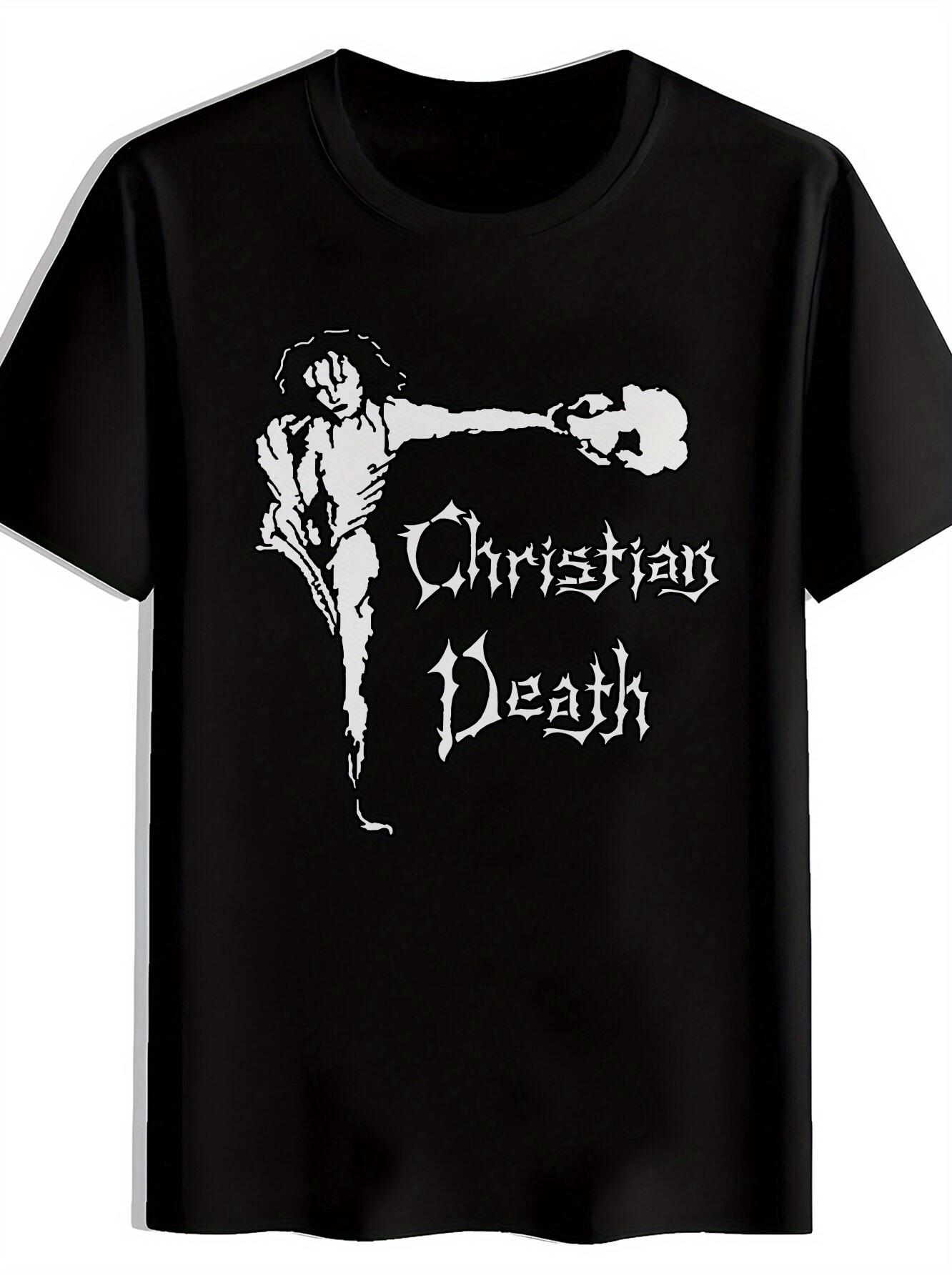 Black T-shirt with Christian Death Graphic - Retro Rock Band Design XXXXL