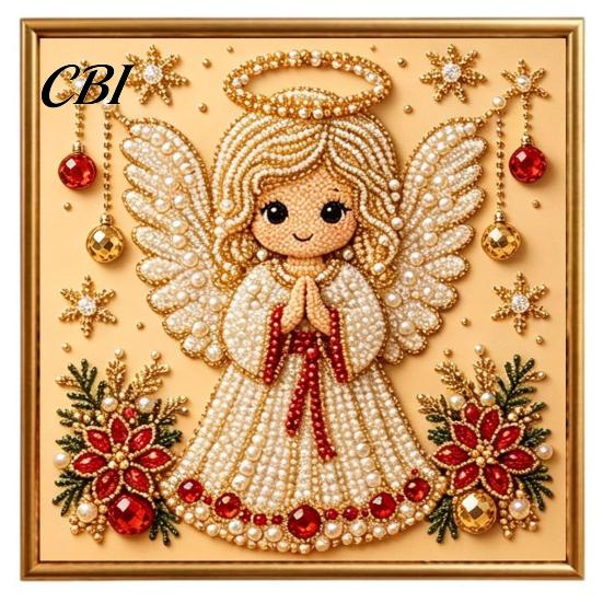 Holiday DIY Projects for Family Christmas Faux Pearl Painting Art Kit with Frame, Santa Stress Relief Crafting Activities Beads Craft Adults Beginner,