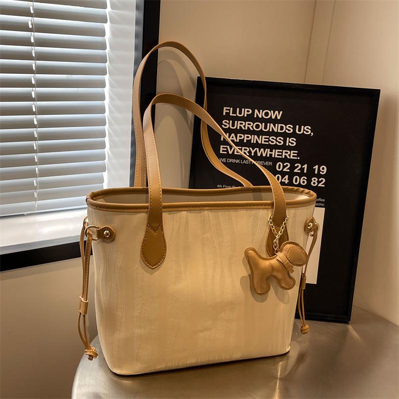 Stylish Urban Minimalist Pu Bucket Bag Big Size Women s Bag With Popular Stitching Details