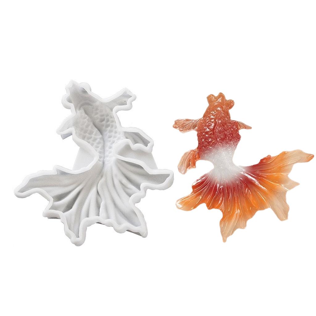 Koi Fish Keyring Mould Epoxy Resin Pendant Molds 3D Goldfish Silicone Moulds for Keychain Jewelry Making Supplies