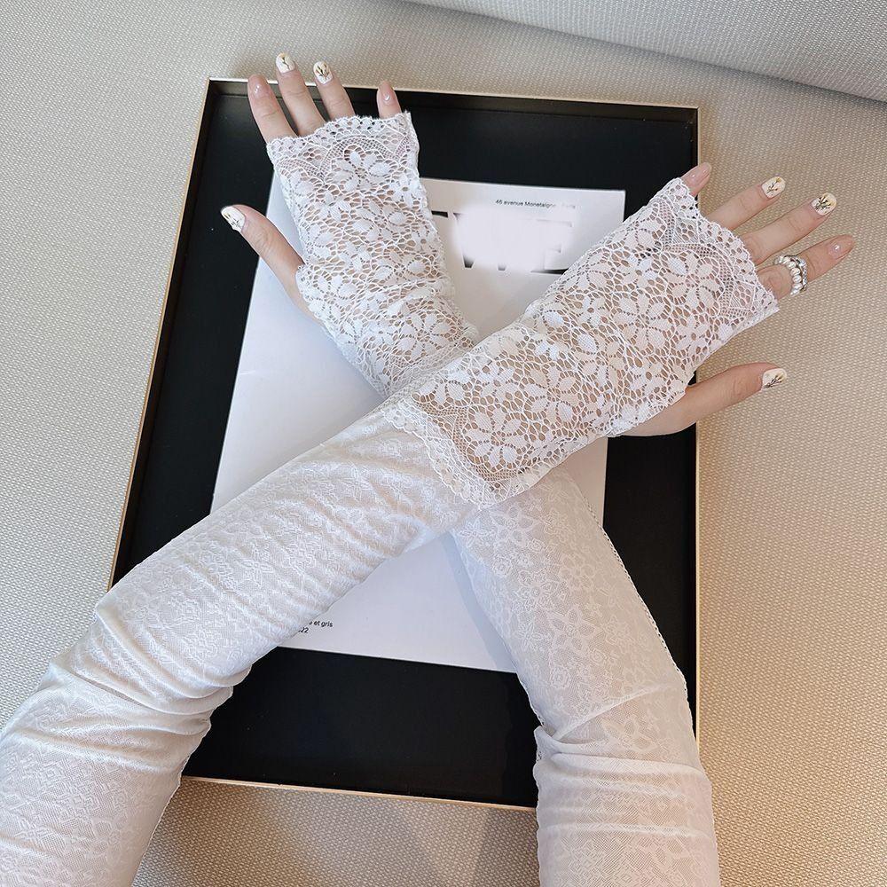 Anti-UV Sunscreen Sleeve UV Insulation Cycling Gloves Cute Lace Ice Silk Sleeves  Driving