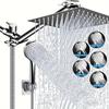 Stainless Steel 8/10/12 Inch Overhead Showerhead 5 Modes With Extension Arm Multi-function Hand Shower Wall Mounted Showerhead S