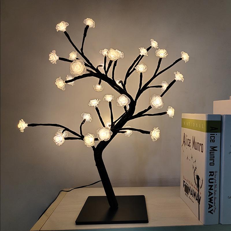 LED Maple Leaf Tree Lamp with Voice Remote - Creative USB Night Light for Room Decor & Gifts