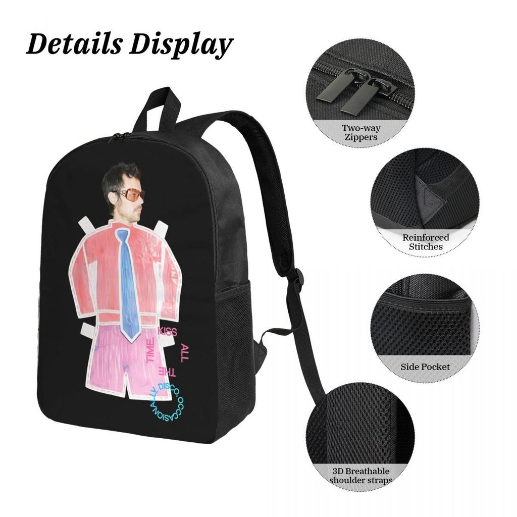 Harrys Styles Kiss All The Time Disco Occasionally School Bags Set for Girls Boys Pencil Boxes Backpack Sets with Lunch Box