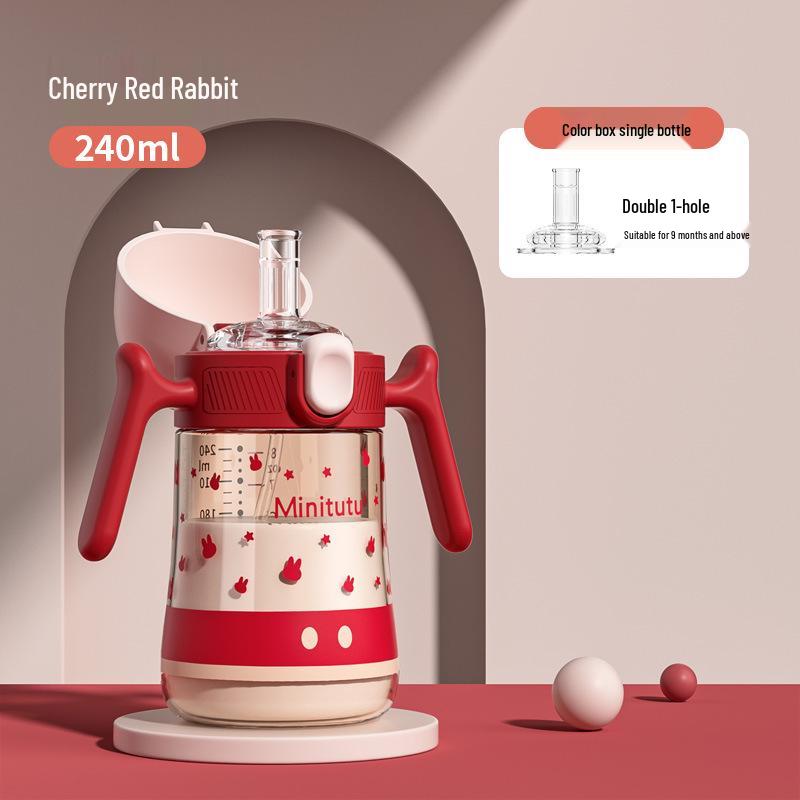 

Minitut Широкогорлая чашка-поильник из PPSU с откидной крышкой и соломинкой: Ударопрочный и термостойкий, идеально подходит для воды и молока для детей 240ml