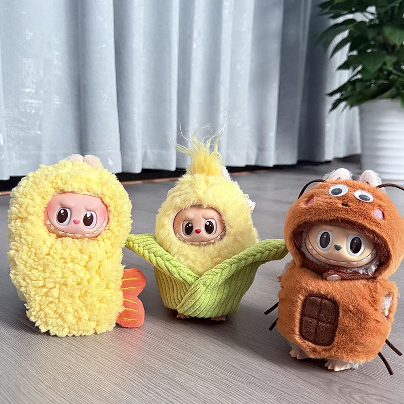 Cute Fried Shrimp Outfit Doll Clothes for Labubu Cartoon Cockroach Dinosaur Plush Clothes Clothes for Labubu V1 V2 V3 Dolls