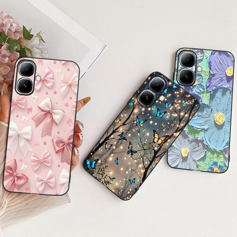 For Infinix Smart 20 4G X6840 Smart20 Phone Case Soft Black Silicone Cover Butterfly Dragon Cat Floral Painting Bumper Funda