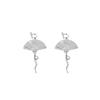 Chinese Carved Folding Fan Pearl Tassel Earrings | Retro Hanfu No-Piercing Ear Clips