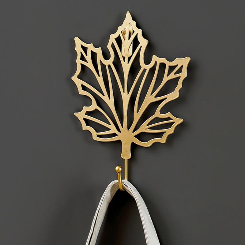 1PC Wall Hook Bag Keys Holder Iron Creative Leave Shape Entrance Single Hook For Clothes Coat Home Decoration