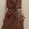 Vintage ethnic wind wood bead woven fringed waist chain bohemian belt clothing
