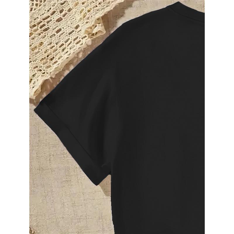 European Sizes Girls' Daily Comfort Short Sleeve T-Shirt with Panda & Heart Print, Trendy Casual Round Neck Tee for Spring and Summer