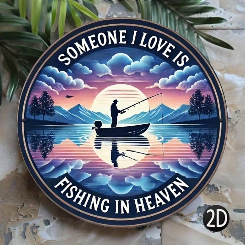 

Vintage Metal Sign Fishing Man Cave Wall Decor 20x20 різнокольоровий