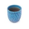 Handmade Ceramic Plant Pot Set of 4 (diameter 38/30/22.5/18 Cm), Glossy Blue with Round Hammered Relief, Frost-Resistant, with Drainage Holes