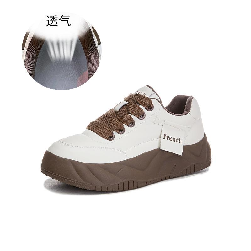 

Leather little white shoes women s 2025 spring new women s retro casual shoes versatile sports board shoes women s lace-up women s shoes 40