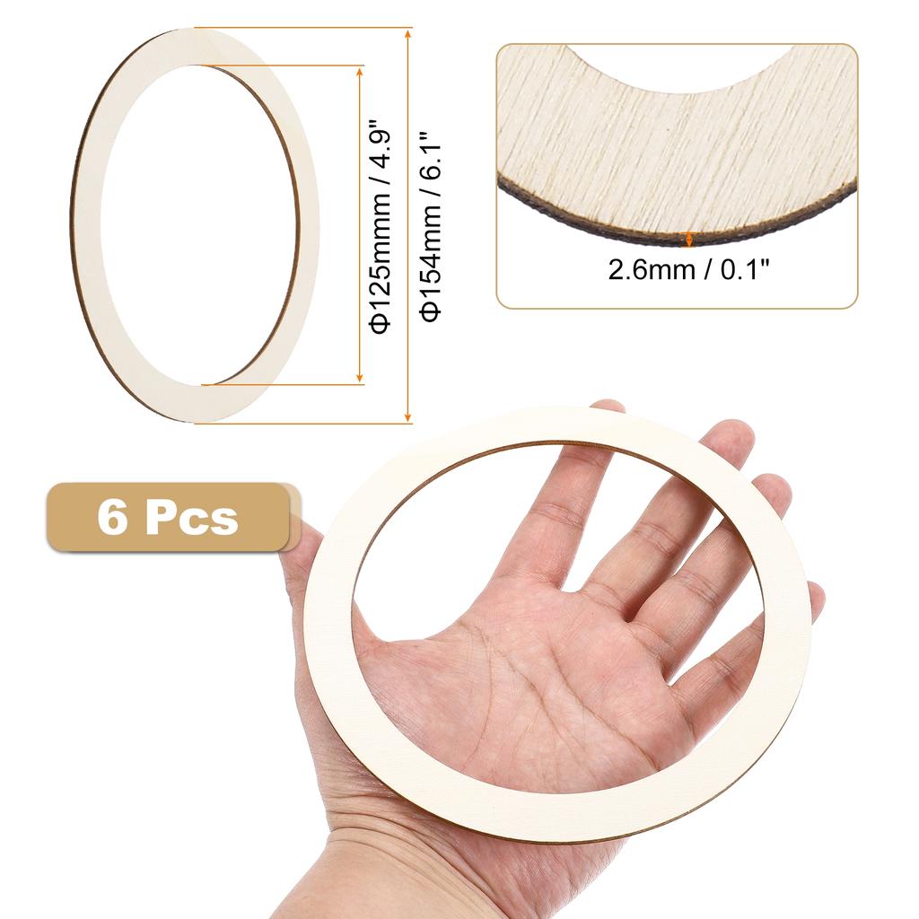 Unfinished Wood Rings Natural Wooden Ring Circle Flat Round Shape Ornaments Wooden Slices for Frames DIY Crafting Projects Decor