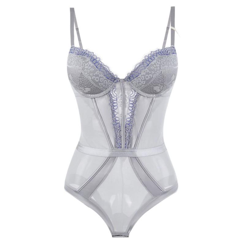 Lace Bodysuit Women With Back Cutout Push-Up Support Slim Fit Winter Wear