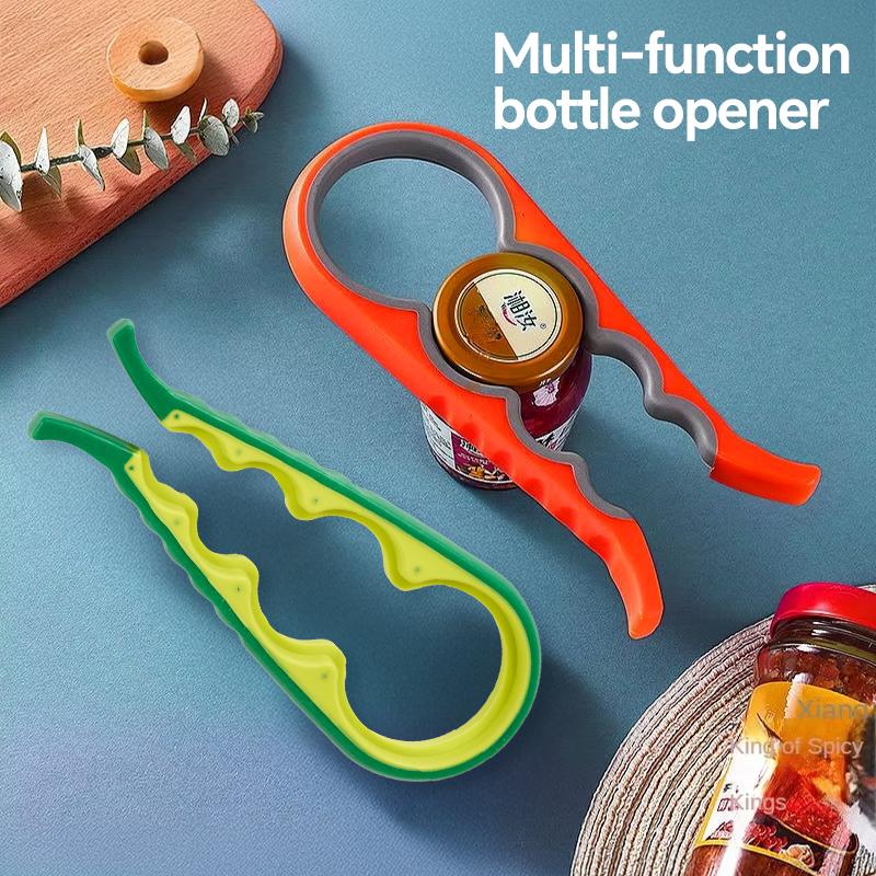 Burköppnare Multifunktionell fyra i en dryckesflasköppnare Cap Twister Fyrpositionsburköppnare Anti-Slip Cap Twister