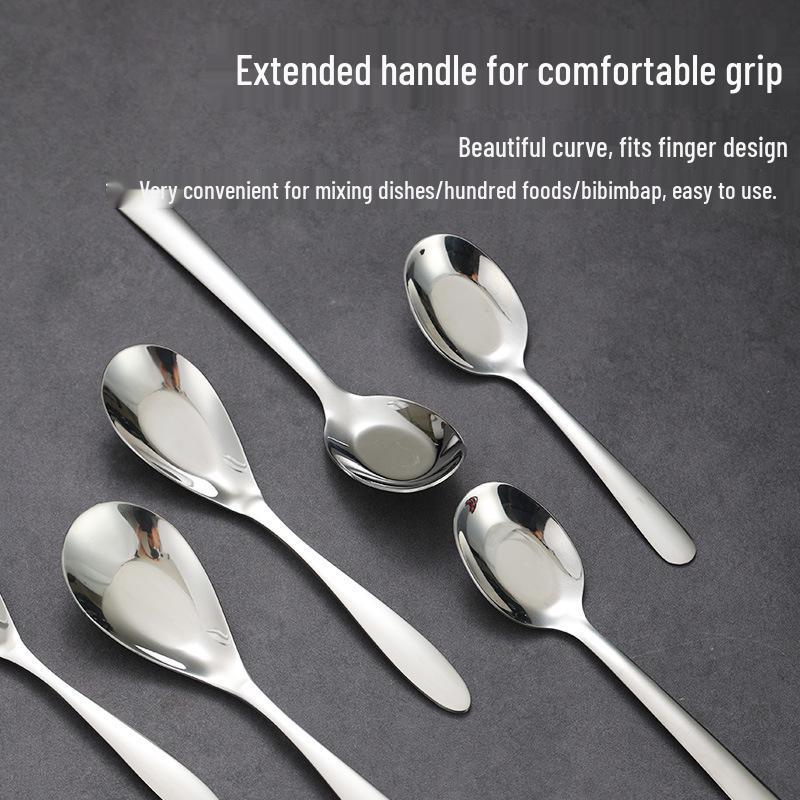 Stainless Steel Long-Handle Thickened Flat Spoon for Home, Hotel, or Restaurant