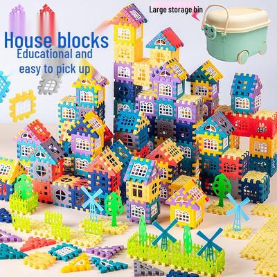 Set di Giocattoli di Grandi Blocchi da Costruzione per Bambini: Casa panoramica con finestre e alberi