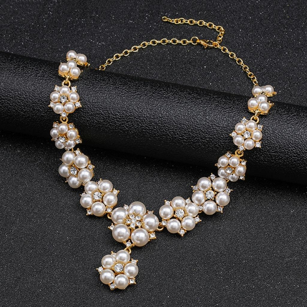 Zirkonia Halskette Elegante Imitation Perlen Halskette Halskette Ohrring Set Formelle Schmuck Accessoires Für Brautjungfern