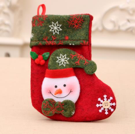 Christmas Stockings Socks with Snowman Santa Elk Bear Printing Xmas Candy Gift Bag Fireplace Xmas Tree Decoration New Year