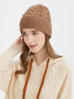 Einfarbige Kink Wollmütze Damen Warme Strickwollmütze Herren Herbst Winter Verdickte Gedrehte Mütze Beanie