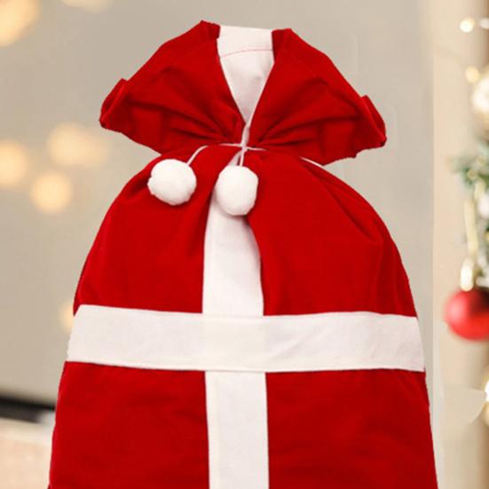 Vánoční sametový pytel Santa se stahovací šňůrkou Červený pytel na dárky Santa Velký pytel na balení dárků pro vánoční dárek Párty potřeba