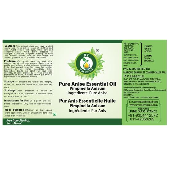 Olio Essenziale di Anice | Pimpinella Anisum | Olio di Anice | Per la Cottura | 100% Puro Naturale | Distillato in Corrente di Vapore | Grado Terapeutico | 10ml