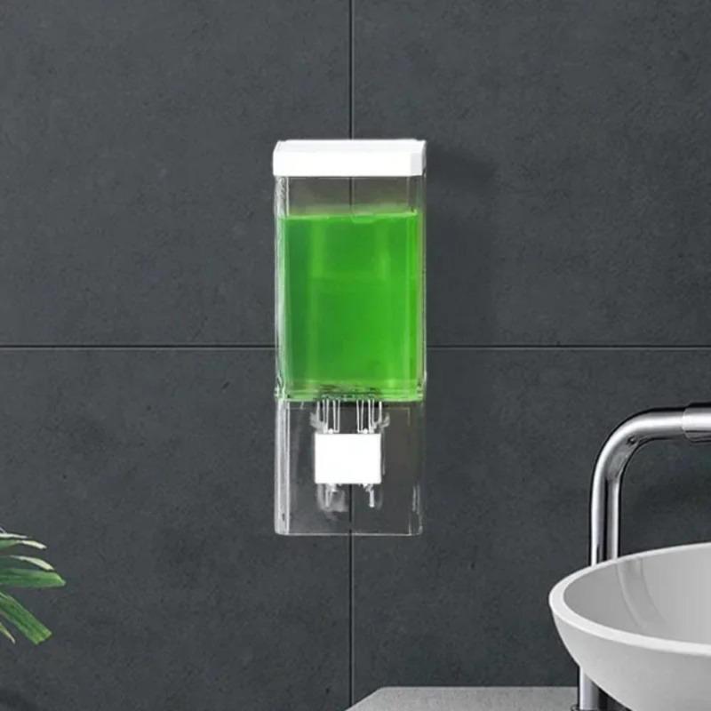 Ohne Bohren Manuelle Presse Seifenspender Wandmontage Spurlos Klebende Desinfektionsmittelflasche Badezimmer Transparenter Seifenspender.