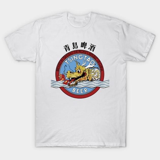 

Men Black Print T-shirt The Dealer S 1986 Tsingtao Beer Tee No-Cut Transfer Paper Print Cotton Tshirt XL белый