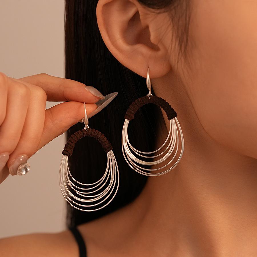 Multi-layer Circle Ear Hook Geometric Earrings, Elegant and High-end Earrings for Women