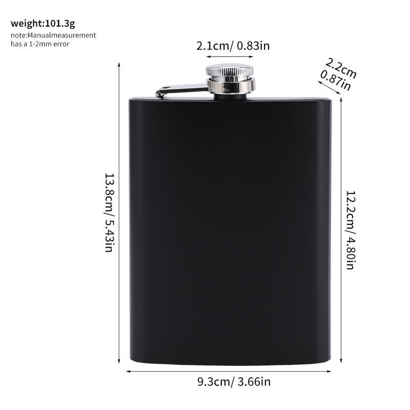 Matte Black 678 oz Portable Stainless Steel Outdoor Hip Flask