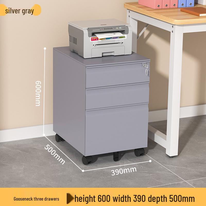 Mobile Filing Cabinet with Three Lockable Drawers for Under Desk Office Storage