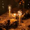 Clear Glass Candlestick Cover With Ribbed Texture Open Ended Candle Holders Sleeve Shade for Dining Table Candle Display, Mantels Styling, and