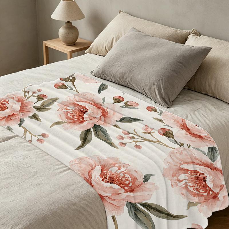 Soft Fleece Blanket,Breathable Skin-Friendly Cozy Throw, Delicate Floral Design, Warm All Season for Home, Office, Christmas & Halloween