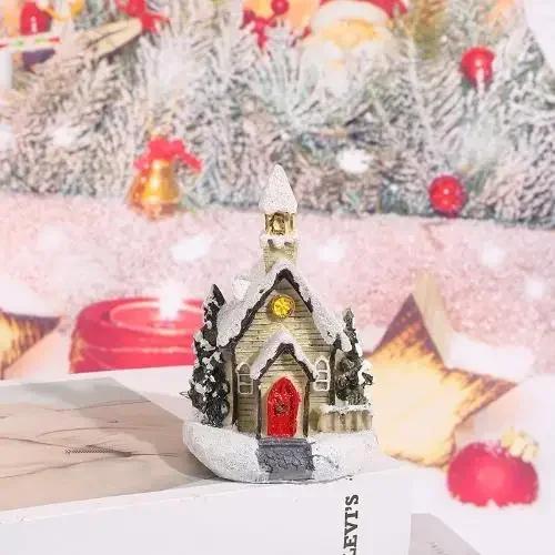 Glowing Christmas Cabin House with Led Lights Christmas Story Village Houses Festival Ornament Christmas Atmospheres Decor Props