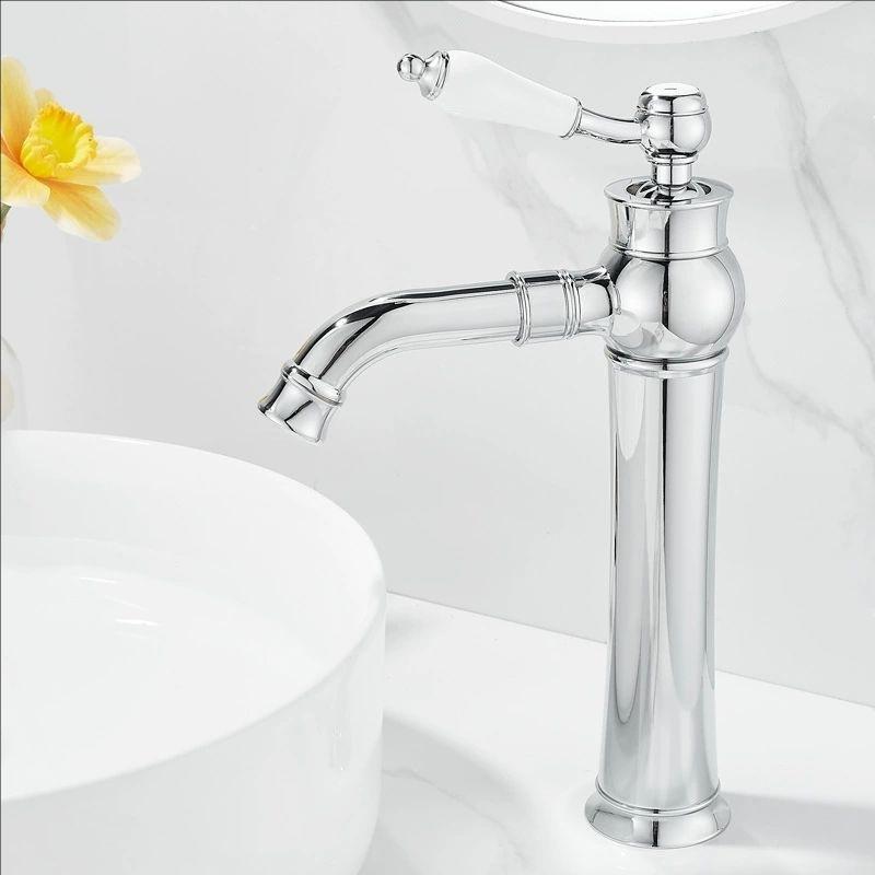 Chrome Basin Faucets Modern Gold Deck Mounted Bathroom Mixer Faucets High Bathroom Sink Faucet Taps