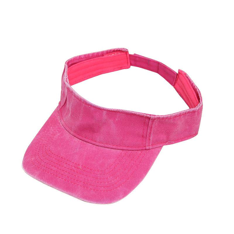 Unisex Wash Denim Embroidered Logo Visor Hat - Breathable Sun Protection for Sports