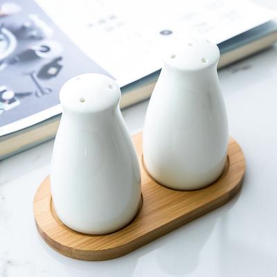 2-Piece Ceramic Cruet Set Nordic Simple Pure White Salt Pepper Shaker Seasoning Box Household Kitchen Supplies Salt Shaker