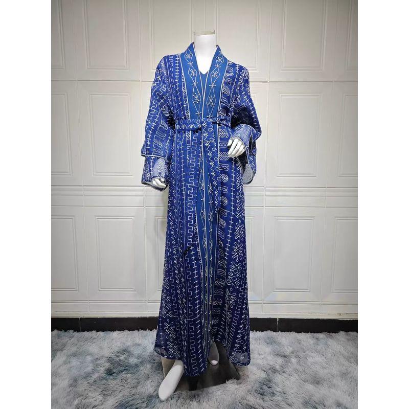 Middle East Robe Mesh Embroidery Dress Two-piece Set Embroidered Dress Two-Piece Set